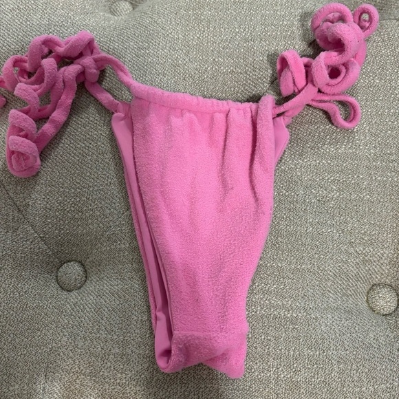 Frankie’s Bikinis X Naomi Tia Terry String Bikini Bottom Pink - Picture 4 of 7